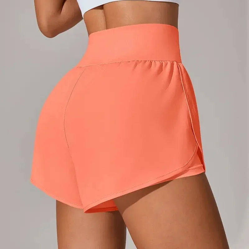 Hot Short 2 in 1 Running High Waist Gym Shorts Pockets for Women'S Sport Quick-Dry Yoga Breathable Fitness Workout Biker Pant