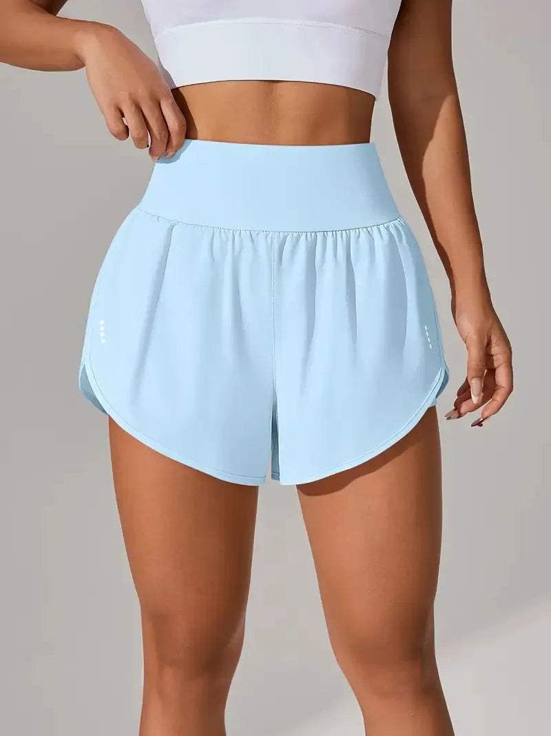 Hot Short 2 in 1 Running High Waist Gym Shorts Pockets for Women'S Sport Quick-Dry Yoga Breathable Fitness Workout Biker Pant