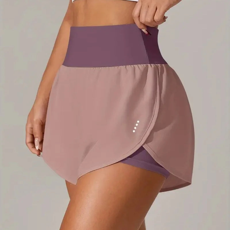 Hot Short 2 in 1 Running High Waist Gym Shorts Pockets for Women'S Sport Quick-Dry Yoga Breathable Fitness Workout Biker Pant
