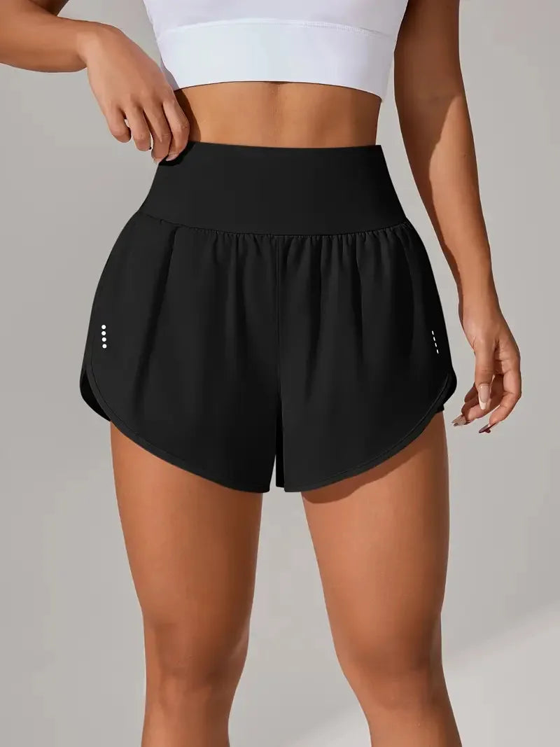 Hot Short 2 in 1 Running High Waist Gym Shorts Pockets for Women'S Sport Quick-Dry Yoga Breathable Fitness Workout Biker Pant
