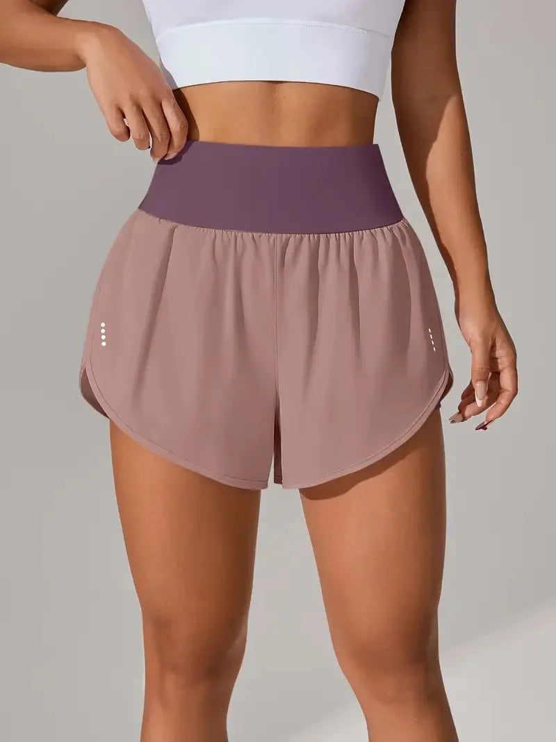 Hot Short 2 in 1 Running High Waist Gym Shorts Pockets for Women'S Sport Quick-Dry Yoga Breathable Fitness Workout Biker Pant