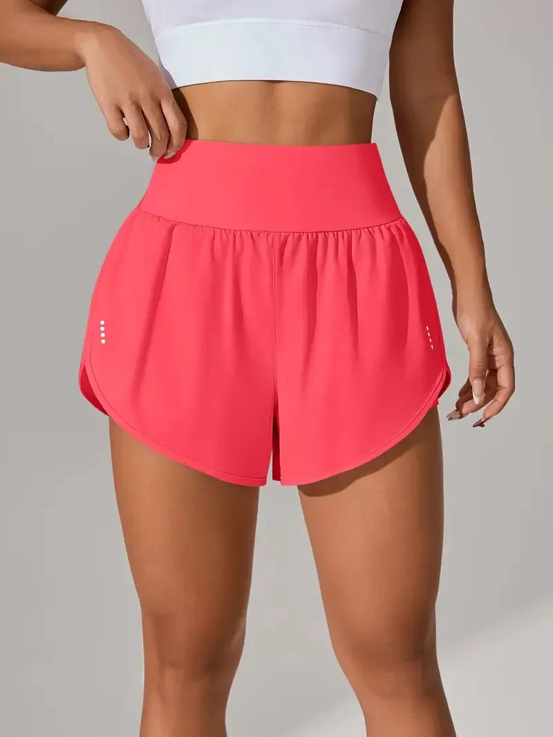 Hot Short 2 in 1 Running High Waist Gym Shorts Pockets for Women'S Sport Quick-Dry Yoga Breathable Fitness Workout Biker Pant