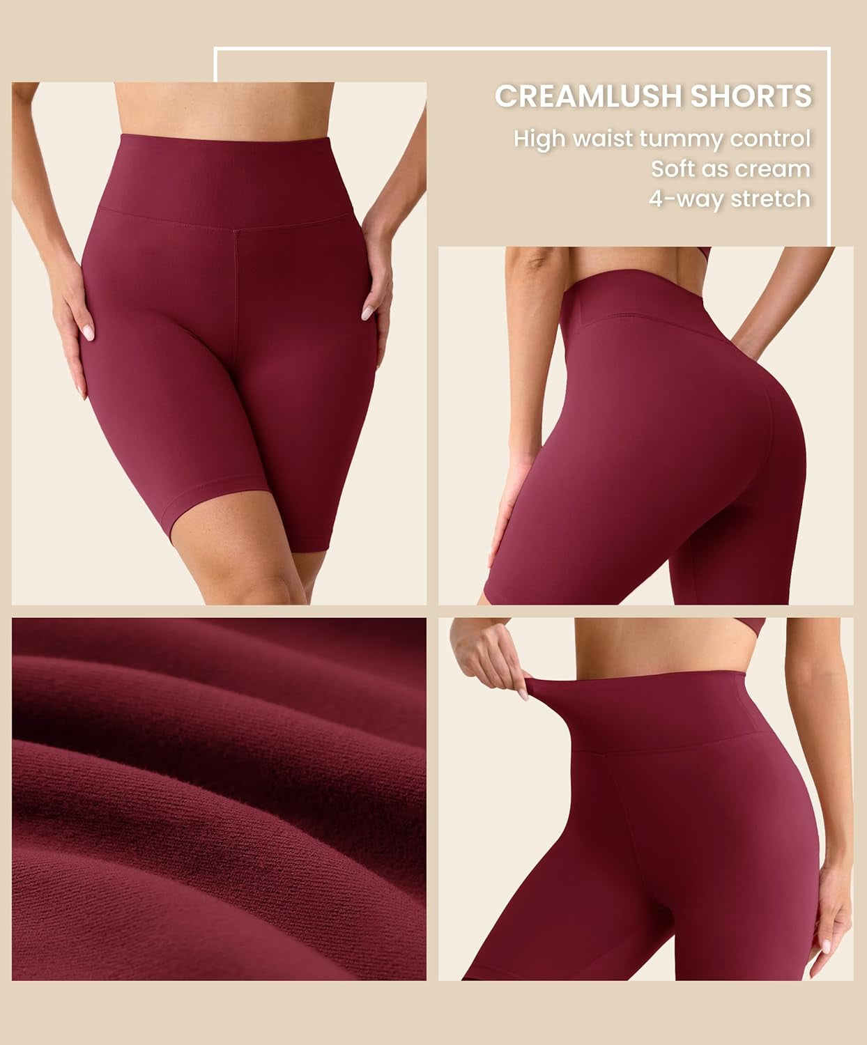 Creamlush 3 Pack Biker Shorts for Women -8" High Waisted Soft Stretchy Spandex Athletic Yoga Shorts