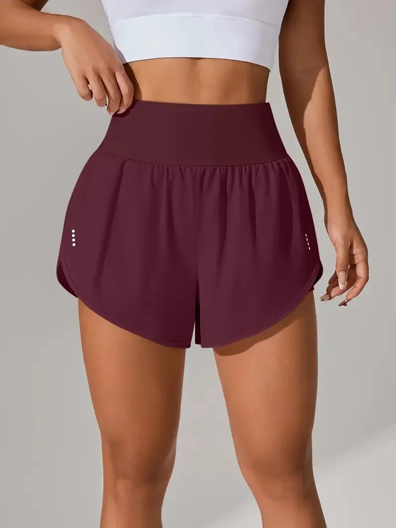 Hot Short 2 in 1 Running High Waist Gym Shorts Pockets for Women'S Sport Quick-Dry Yoga Breathable Fitness Workout Biker Pant