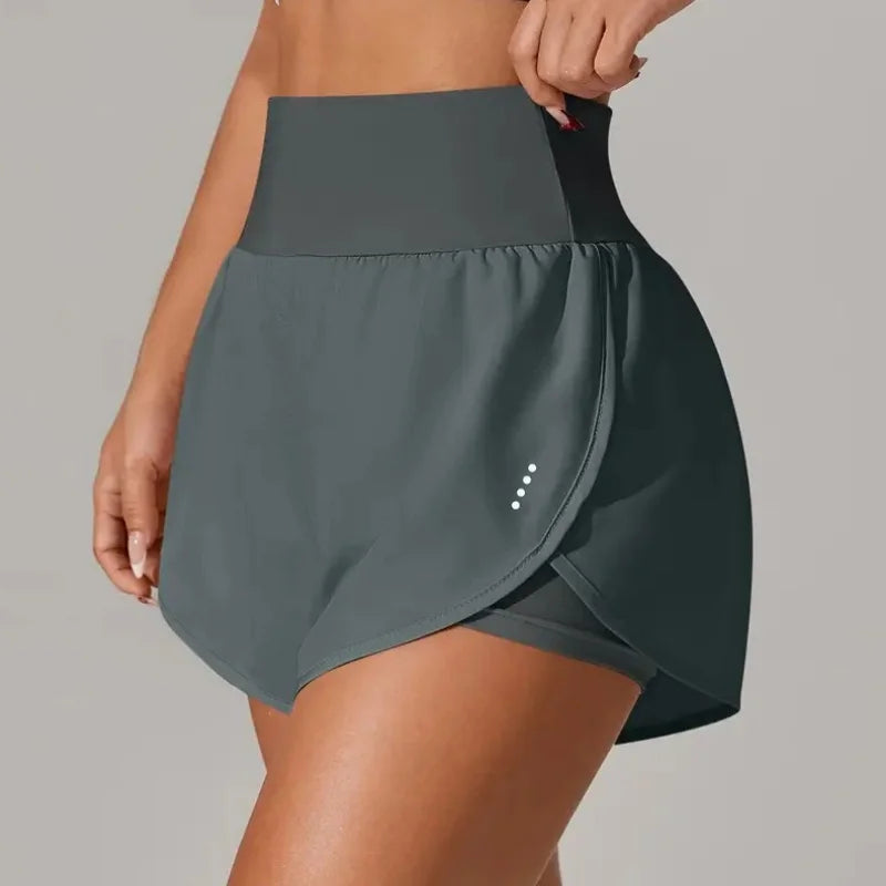 Hot Short 2 in 1 Running High Waist Gym Shorts Pockets for Women'S Sport Quick-Dry Yoga Breathable Fitness Workout Biker Pant