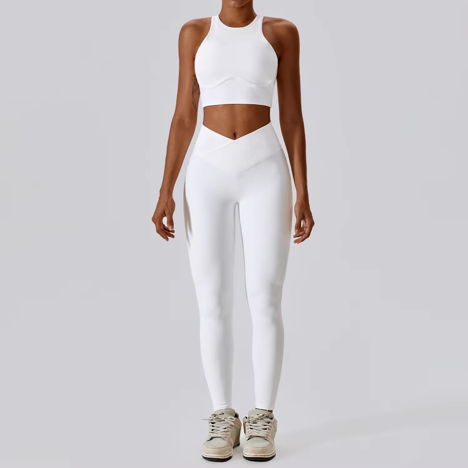 2PCS Seamless Yoga Set Gym Clothes Sportswear Yoga Suits for Women Fitness Rib Tracksuits Sports Bra Gym Leggings Sports Suits