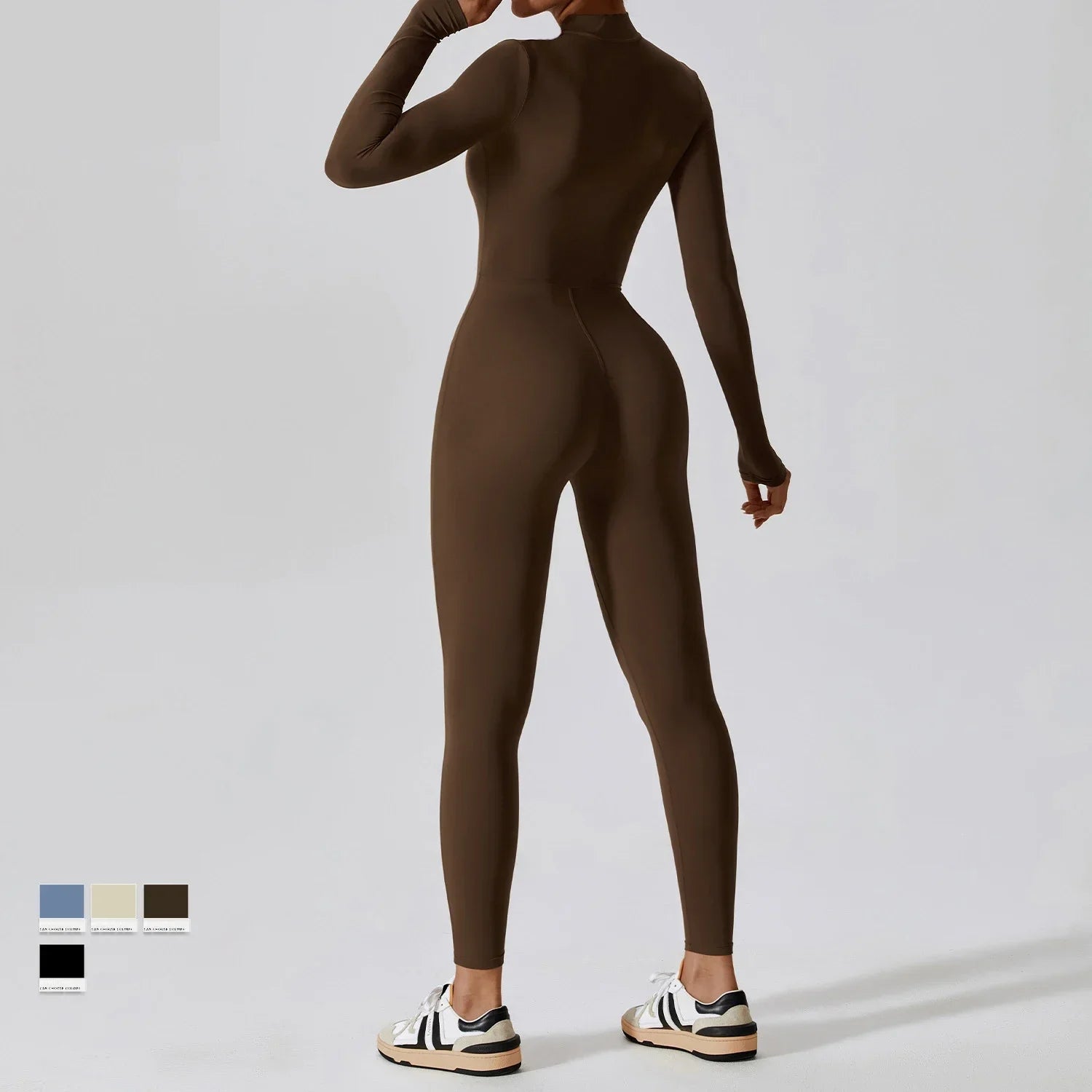 Fashion Zipper Long Sleeve Fitness Overalls Women Sportswear Quick-Dry Gym Yoga Jumpsuit Black Sport Set Women One Piece Outfit