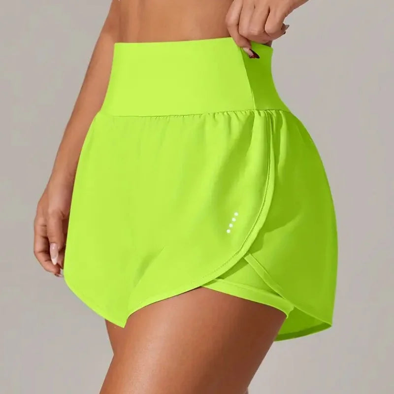 Hot Short 2 in 1 Running High Waist Gym Shorts Pockets for Women'S Sport Quick-Dry Yoga Breathable Fitness Workout Biker Pant