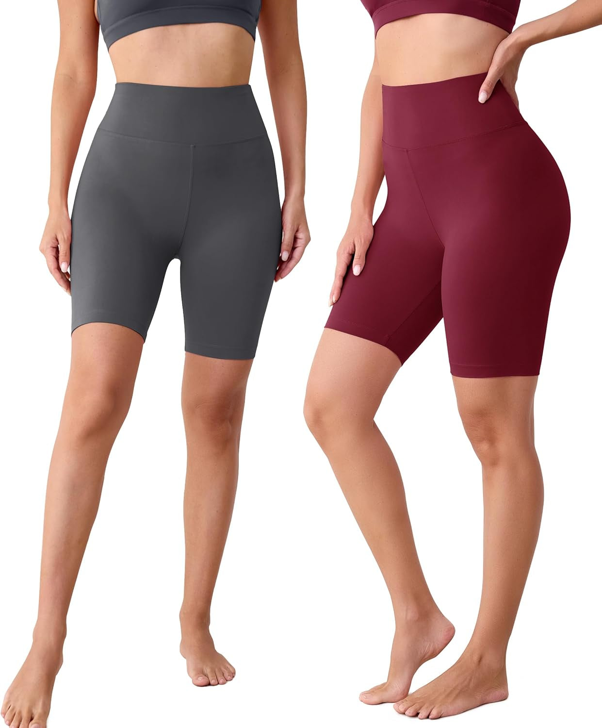 Creamlush 3 Pack Biker Shorts for Women -8" High Waisted Soft Stretchy Spandex Athletic Yoga Shorts