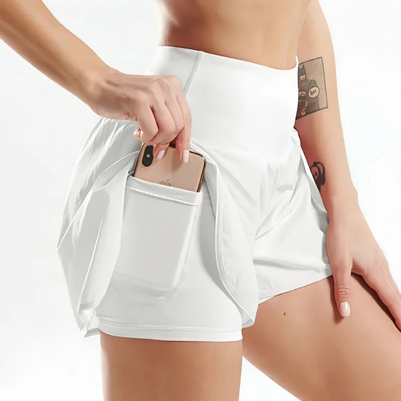 Hot Short 2 in 1 Running High Waist Gym Shorts Pockets for Women'S Sport Quick-Dry Yoga Breathable Fitness Workout Biker Pant