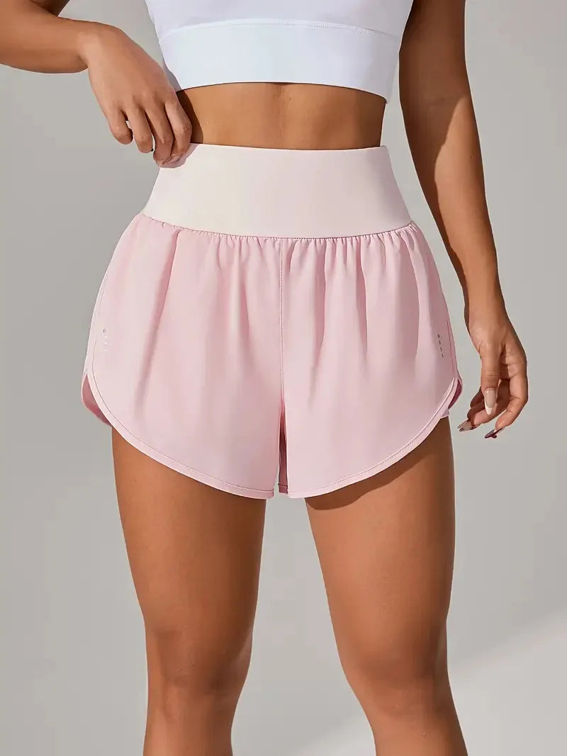 Hot Short 2 in 1 Running High Waist Gym Shorts Pockets for Women'S Sport Quick-Dry Yoga Breathable Fitness Workout Biker Pant