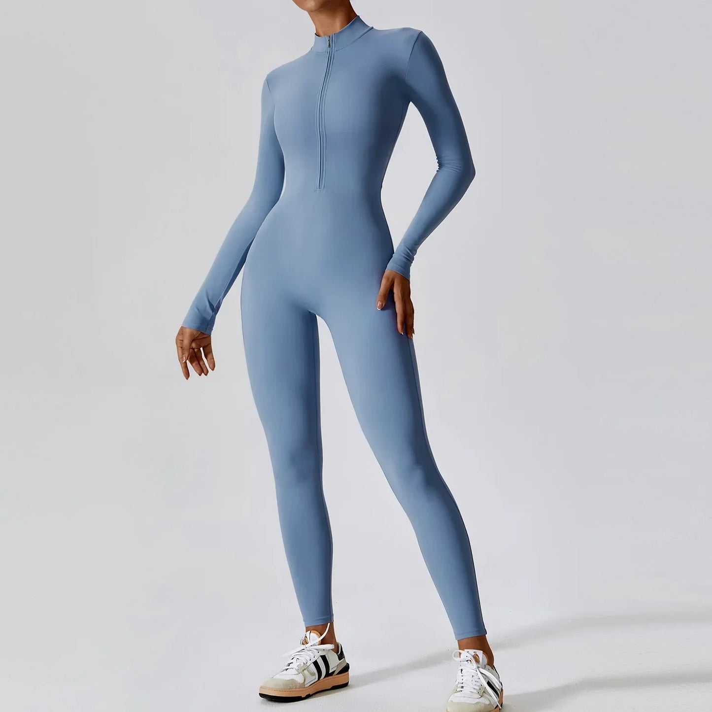 Fashion Zipper Long Sleeve Fitness Overalls Women Sportswear Quick-Dry Gym Yoga Jumpsuit Black Sport Set Women One Piece Outfit