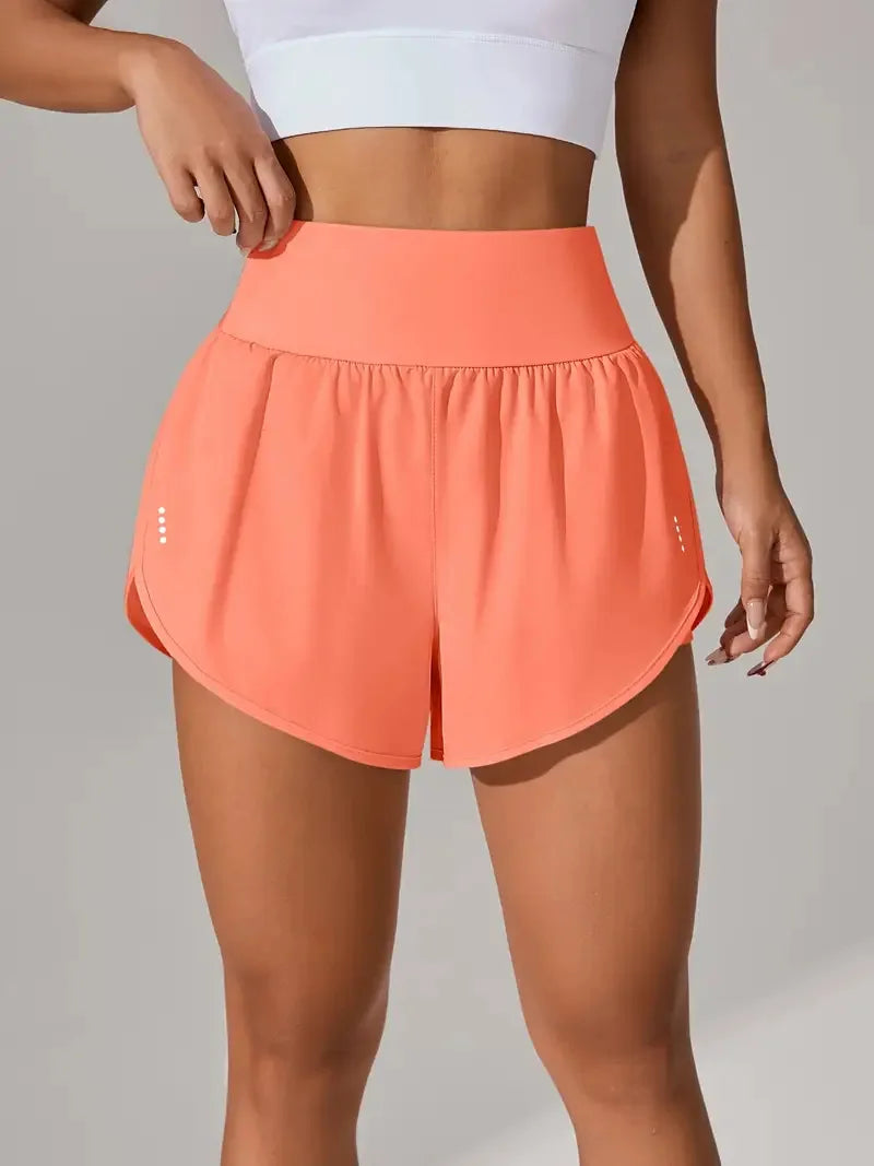 Hot Short 2 in 1 Running High Waist Gym Shorts Pockets for Women'S Sport Quick-Dry Yoga Breathable Fitness Workout Biker Pant