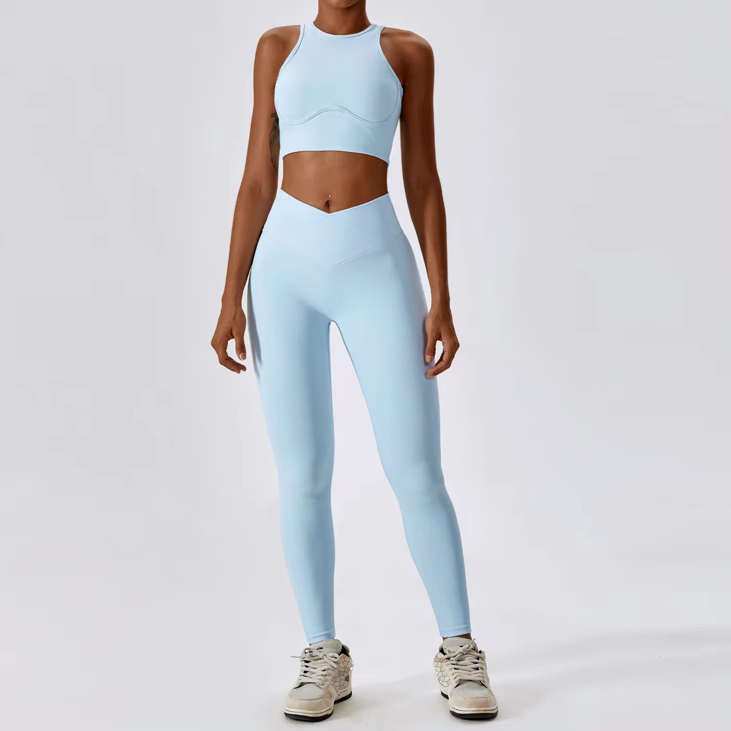 2PCS Seamless Yoga Set Gym Clothes Sportswear Yoga Suits for Women Fitness Rib Tracksuits Sports Bra Gym Leggings Sports Suits
