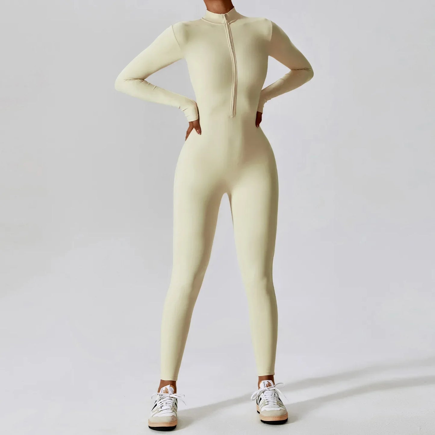 Fashion Zipper Long Sleeve Fitness Overalls Women Sportswear Quick-Dry Gym Yoga Jumpsuit Black Sport Set Women One Piece Outfit
