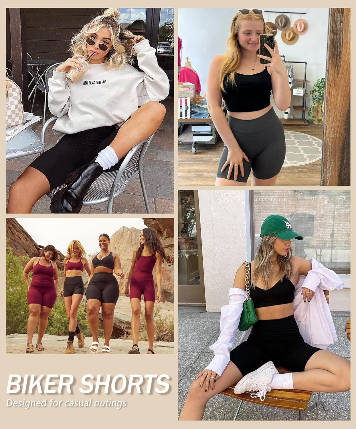 Creamlush 3 Pack Biker Shorts for Women -8" High Waisted Soft Stretchy Spandex Athletic Yoga Shorts